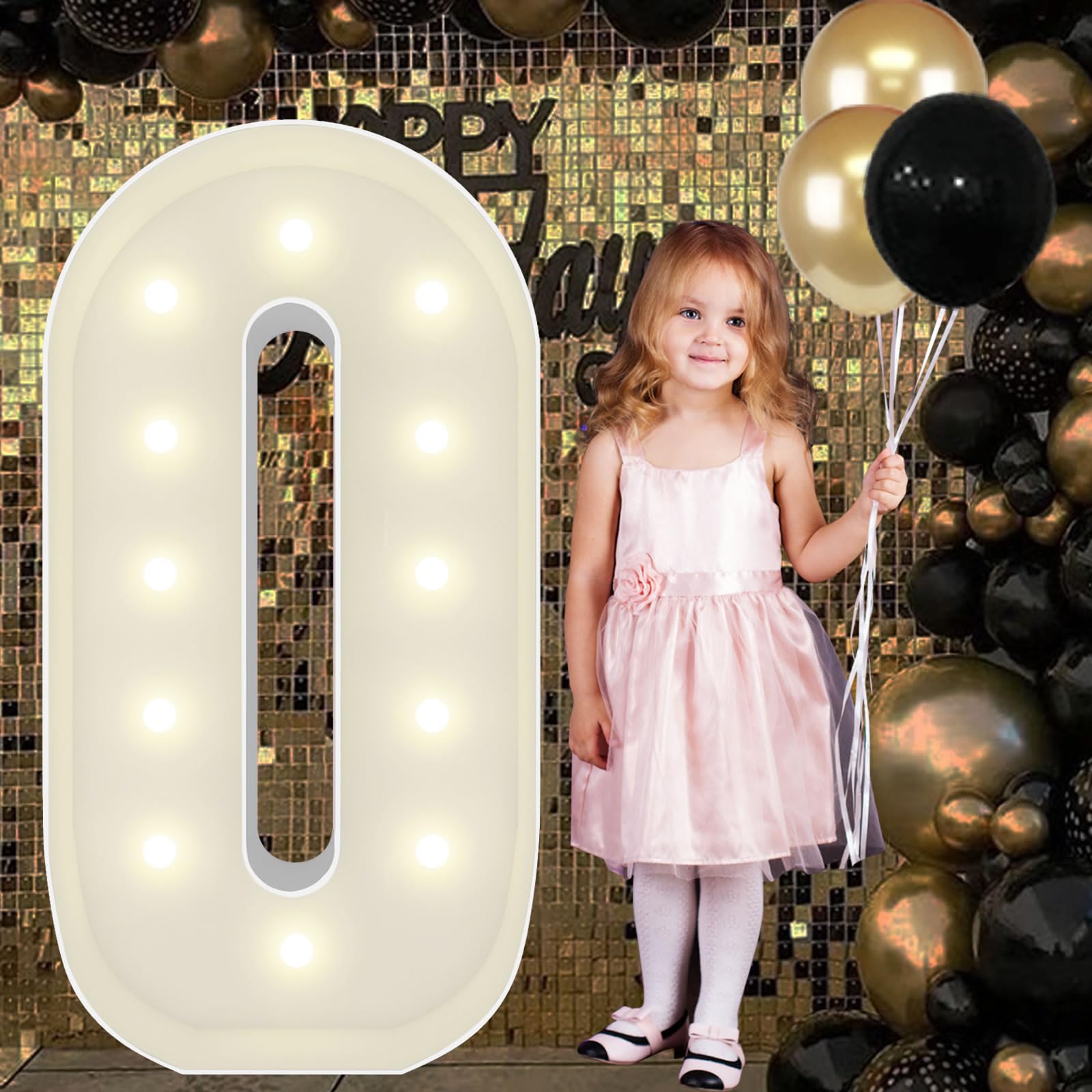 JoyBox Design 4ft marquee number 0 front frame for bold birthday decor