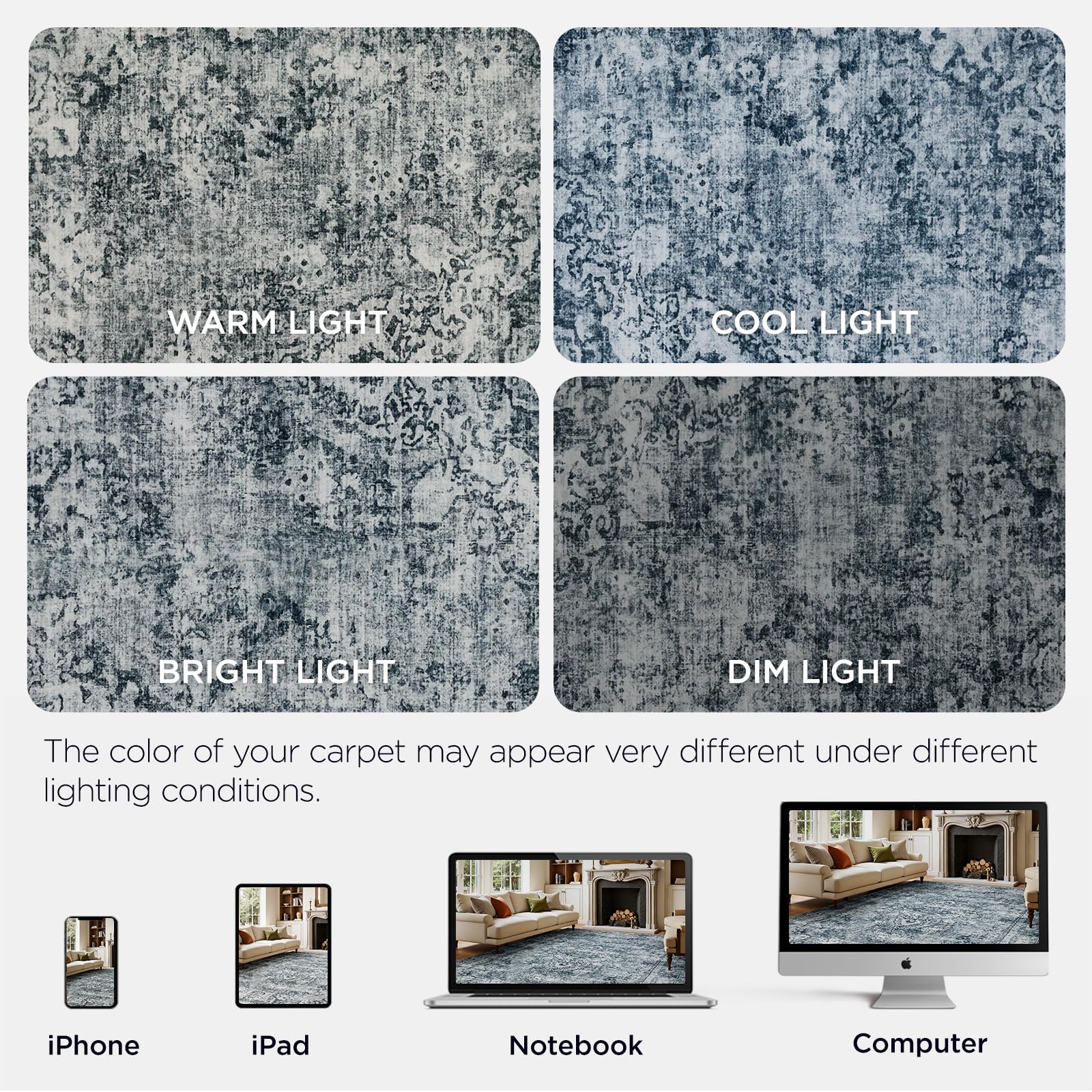 Joydeco 5x7 area rug light grey tones for modern interiors.