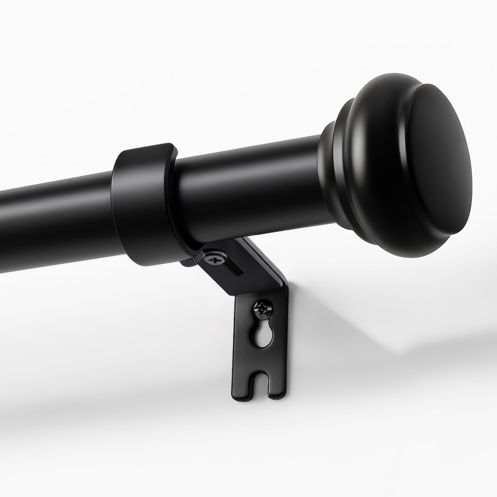 Joydeco black curtain rod with adjustable length for versatile windows.