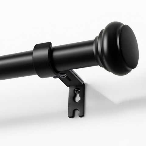 Joydeco black curtain rod with adjustable length for versatile windows.