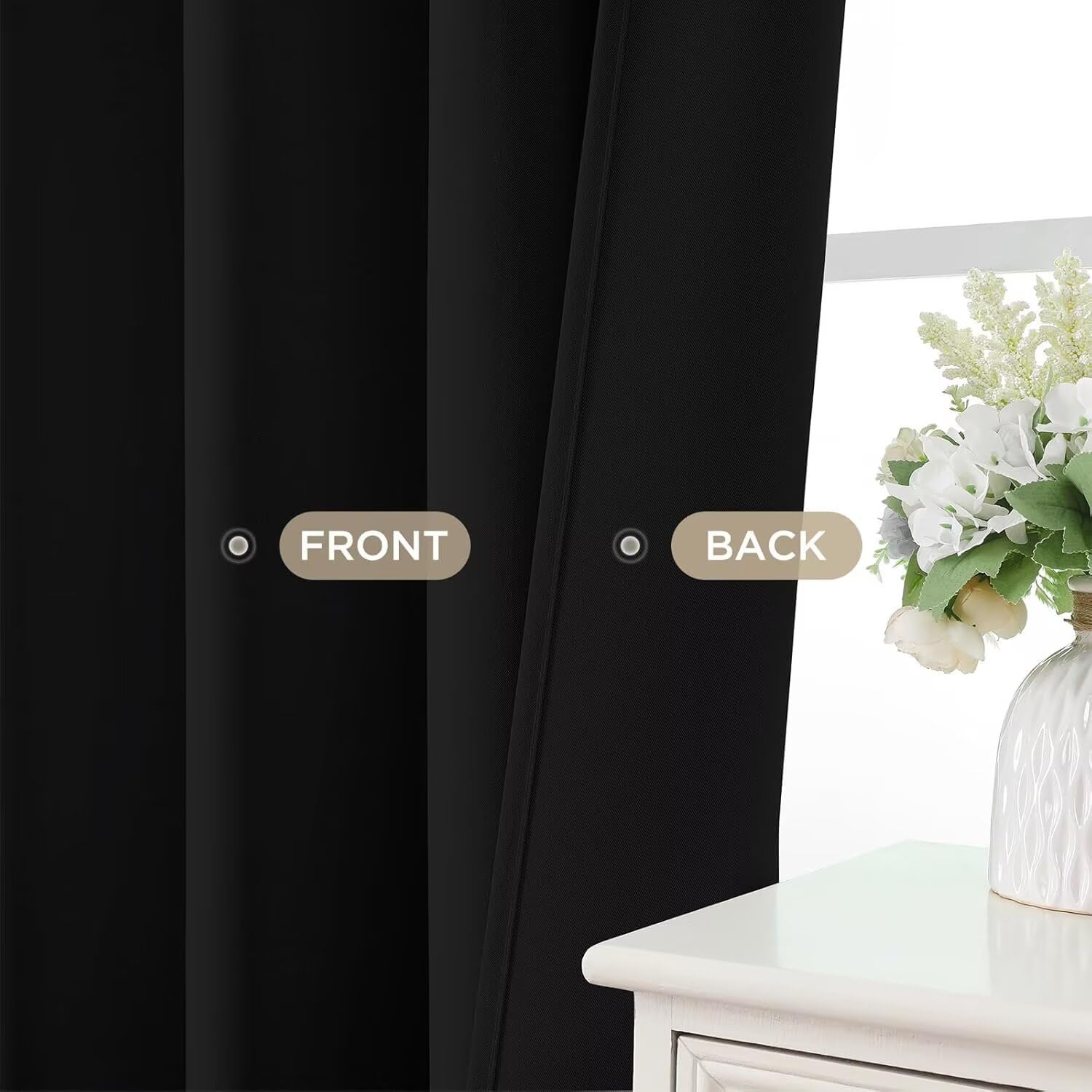 Joydeco blackout curtains 108-inch length shown for tall windows