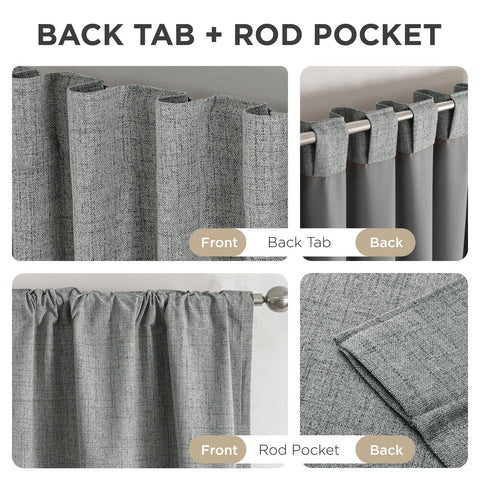Joydeco blackout curtains full panel width for complete coverage.