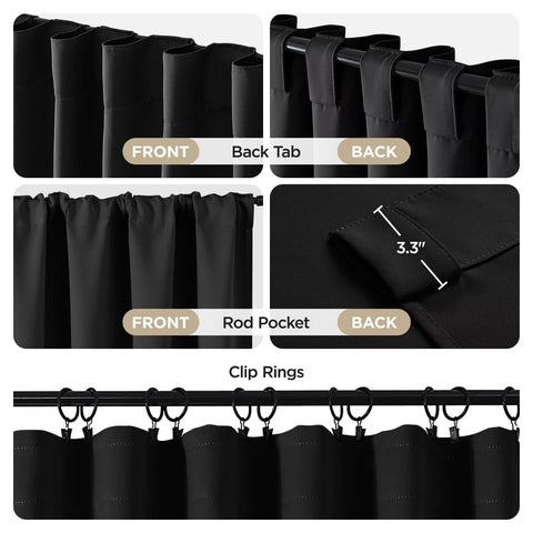 Joydeco blackout curtains rod pocket and back tabs offer versatile hanging options