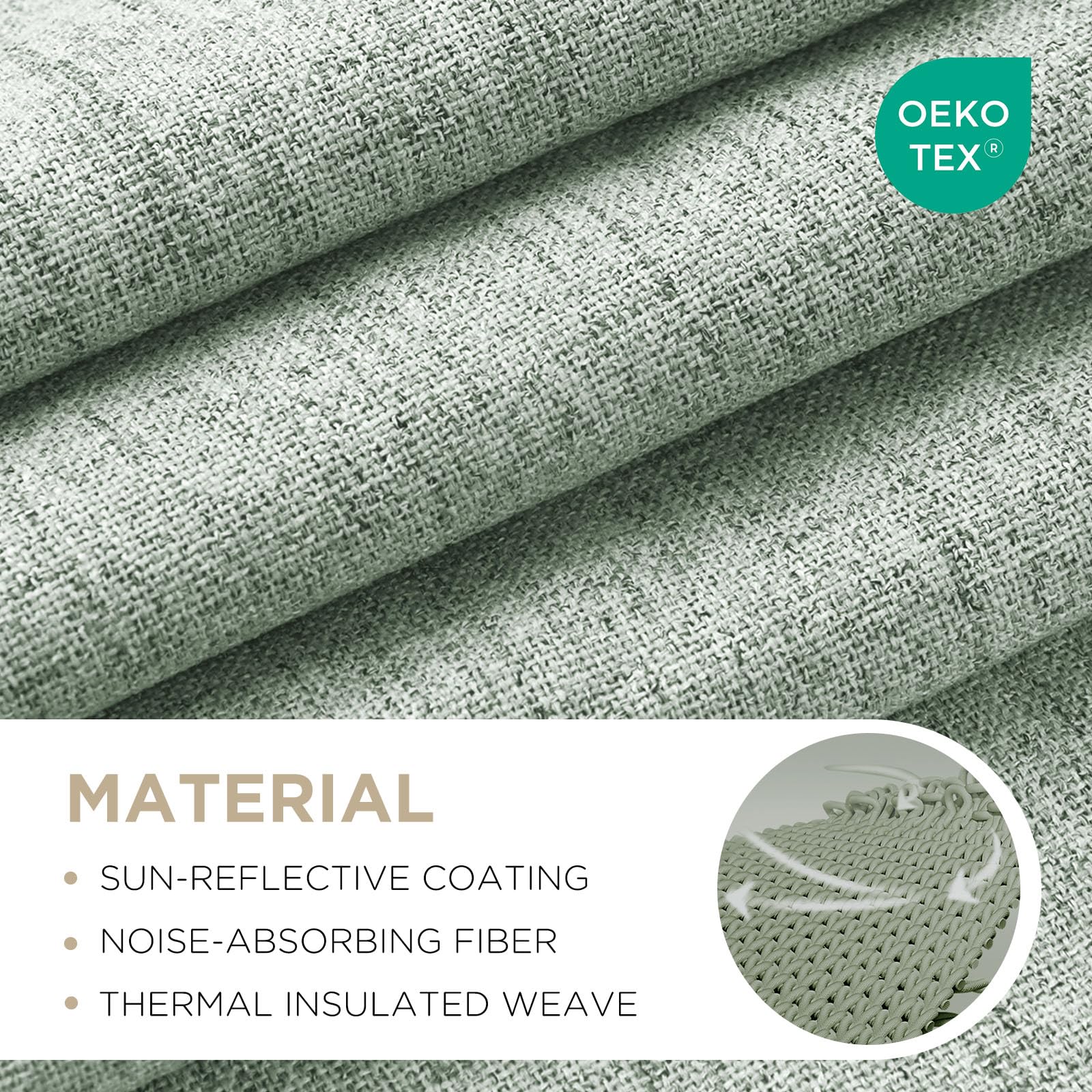 Joydeco sage green blackout curtains block light for better room darkening.