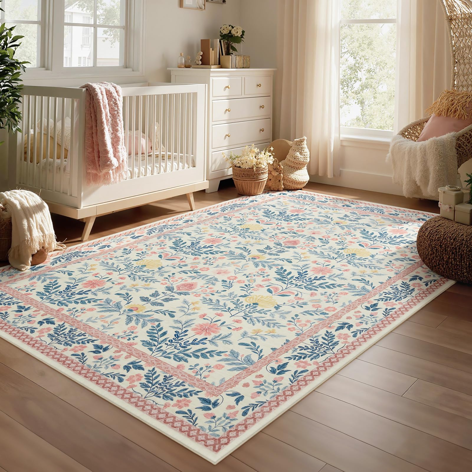 Joydeco 5x7 rug anchors decor in living rooms and dorms.