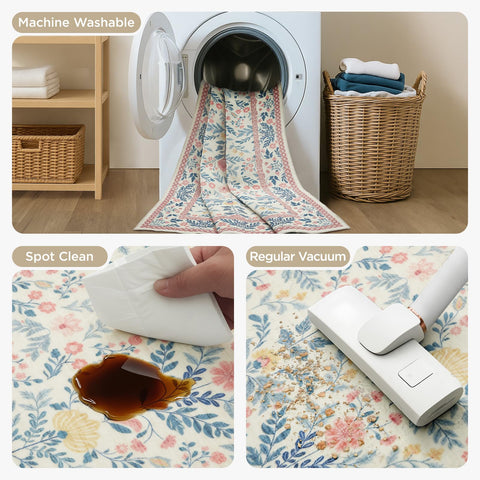 Joydeco machine-washable rug for quick cleanups and simple maintenance.