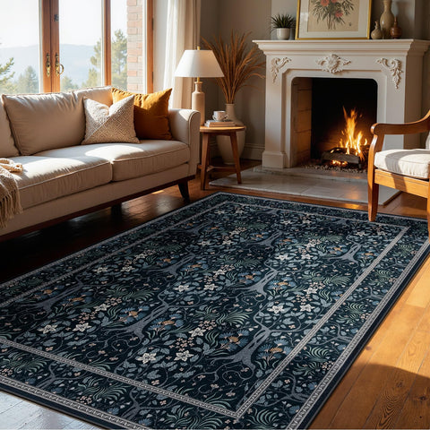 Joydeco boho floral pattern rug adds subtle forest charm to living spaces.