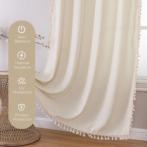 Joydeco breathable linen blend curtains demonstrating light filtration
