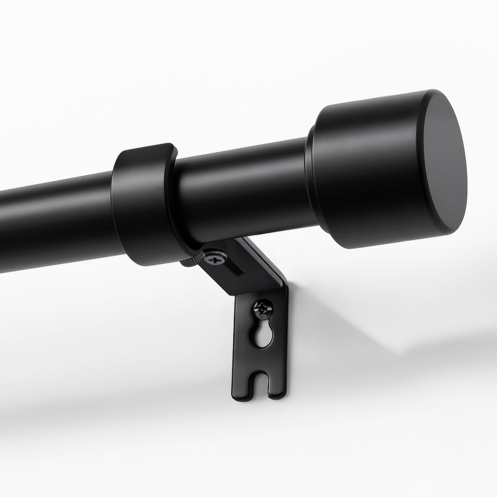 Joydeco curtain rod assembly shows adjustable length for a custom fit.