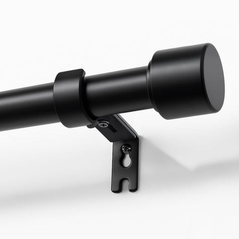 Joydeco curtain rod assembly shows adjustable length for a custom fit.