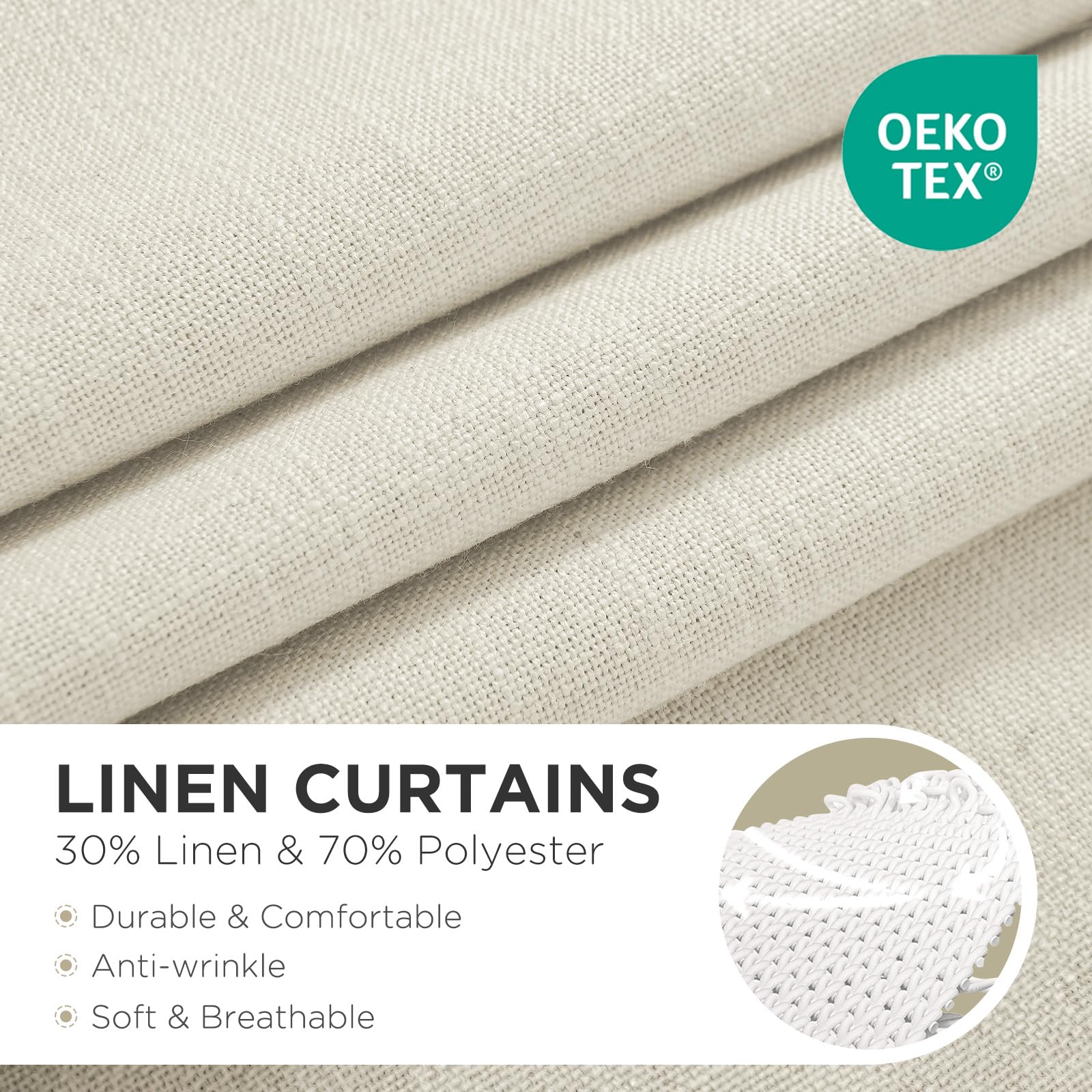 Joydeco curtains show rod-pocket and back-tab design for versatile hanging.