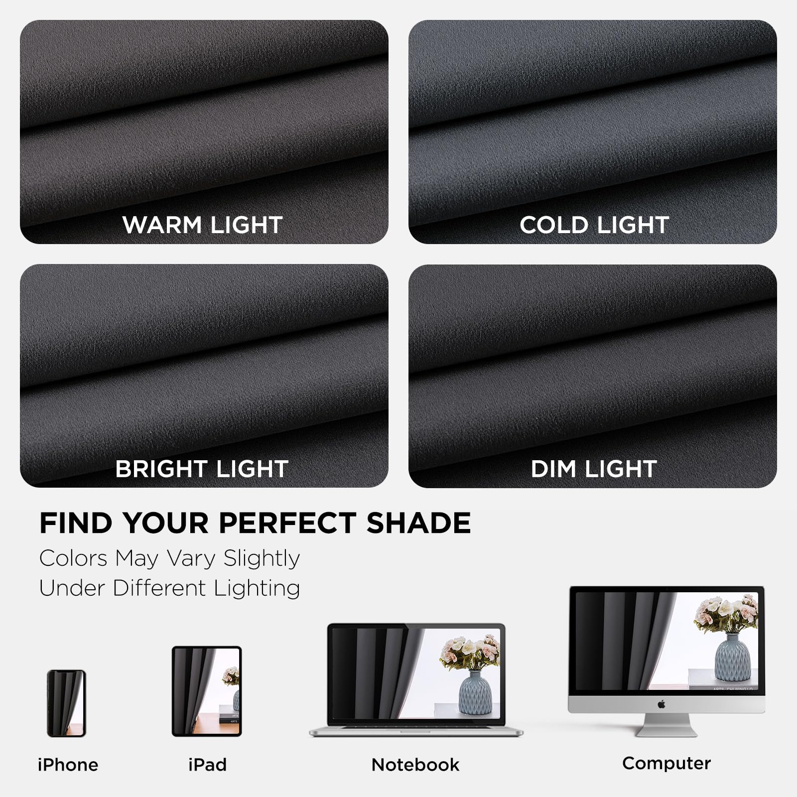 Joydeco dark grey color option complements modern living and bedrooms.
