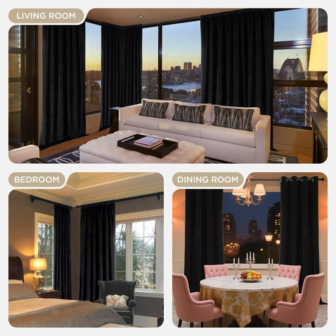 Joydeco bedroom scene emphasizes deep darkness for late mornings and movie nights.