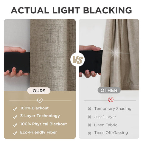 Joydeco heavyweight linen-textured curtains soften a room while blocking light