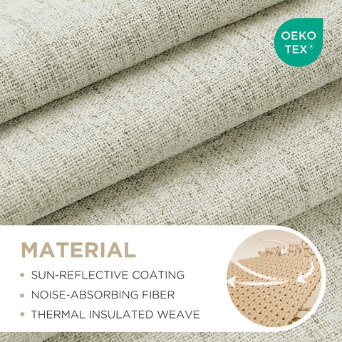 Joydeco light beige drapes close-up highlighting linen texture and drape