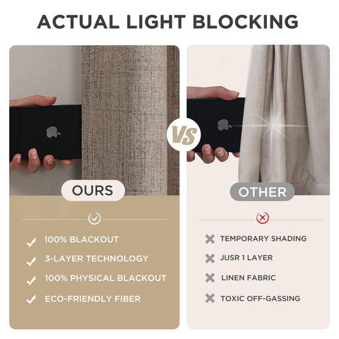 Joydeco Linen Blackout Curtains enhance privacy in living spaces.