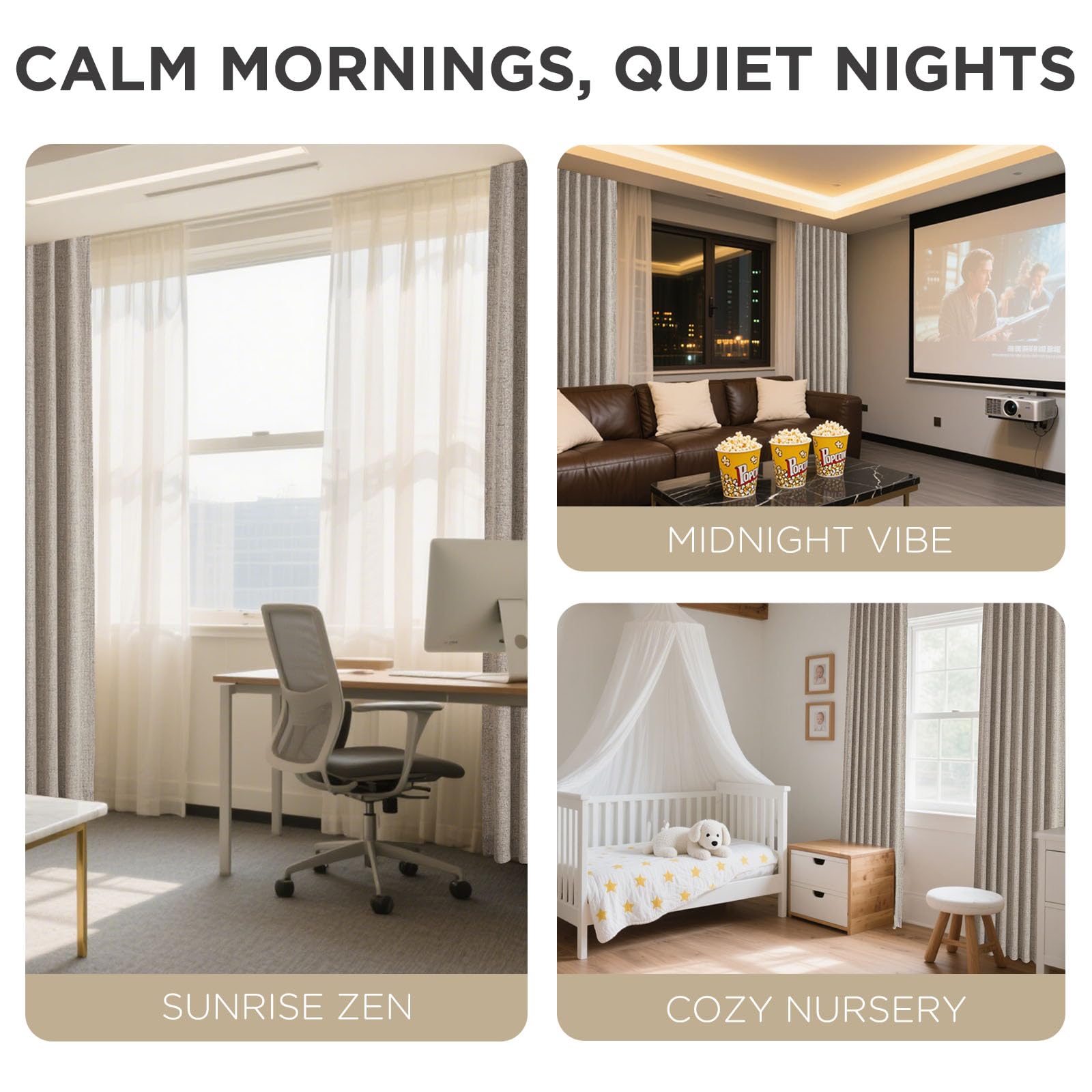 Joydeco Linen Blackout Curtains ideal for darker bedrooms and better rest.