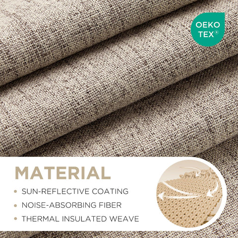 Joydeco linen-look fabric texture for a sophisticated, soft-draping window treatment.
