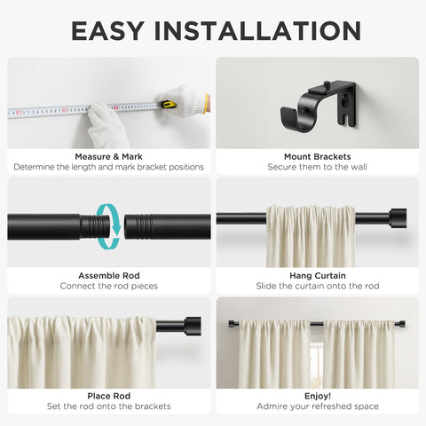 Joydeco minimalist black finials complement modern décor.
