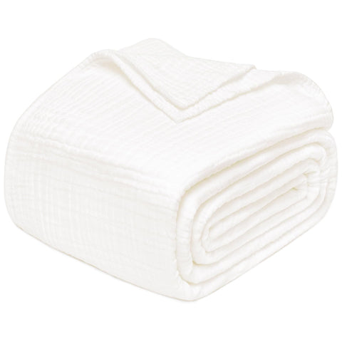 Care label highlights easy washing with Joydeco muslin blanket for longevity.