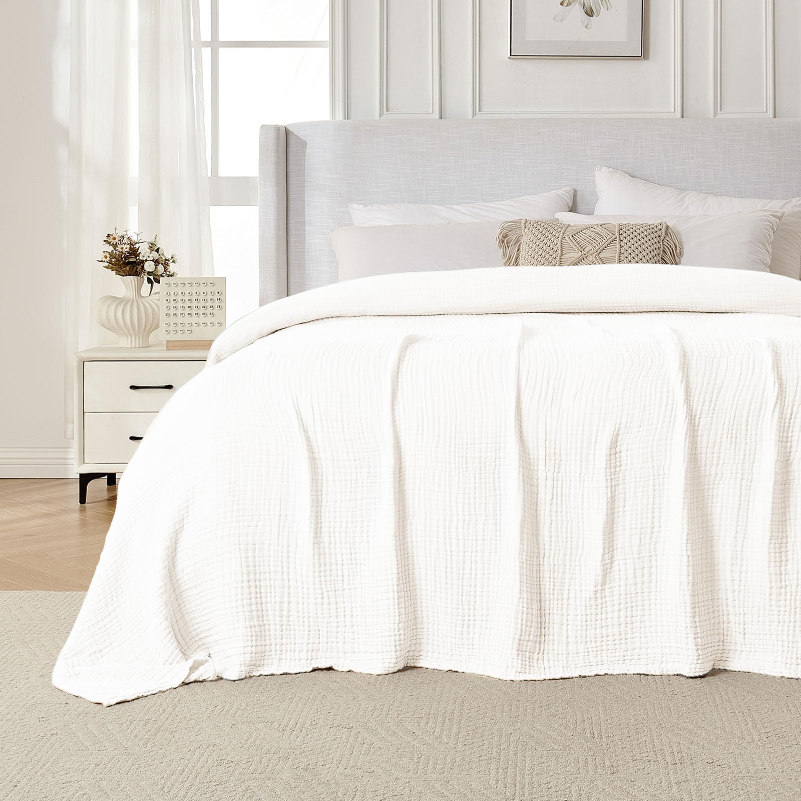 Joydeco muslin throw blanket white decor complements any room