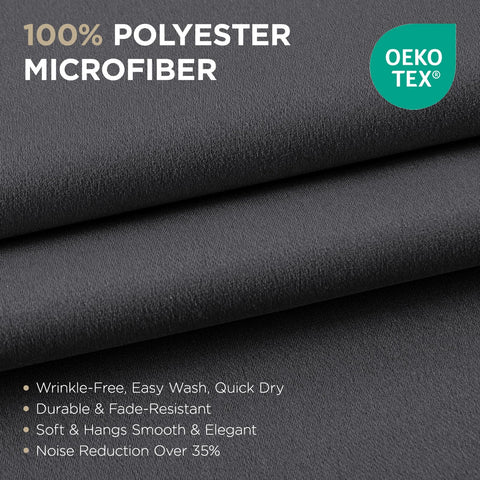 Joydeco polyester microfiber fabric detail highlighting durability and wrinkle resistance.
