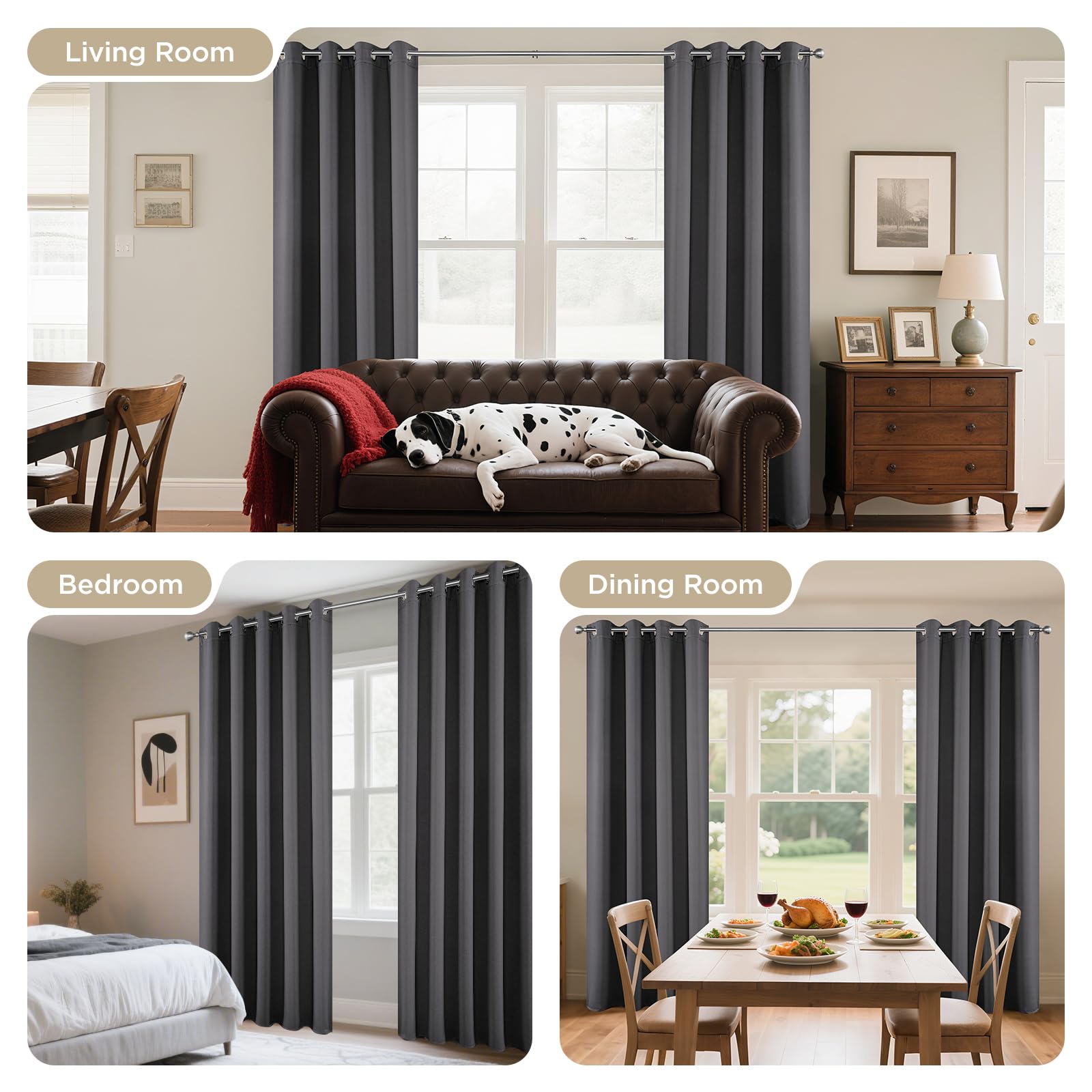Joydeco silver grommets per panel enable easy, quick installation.