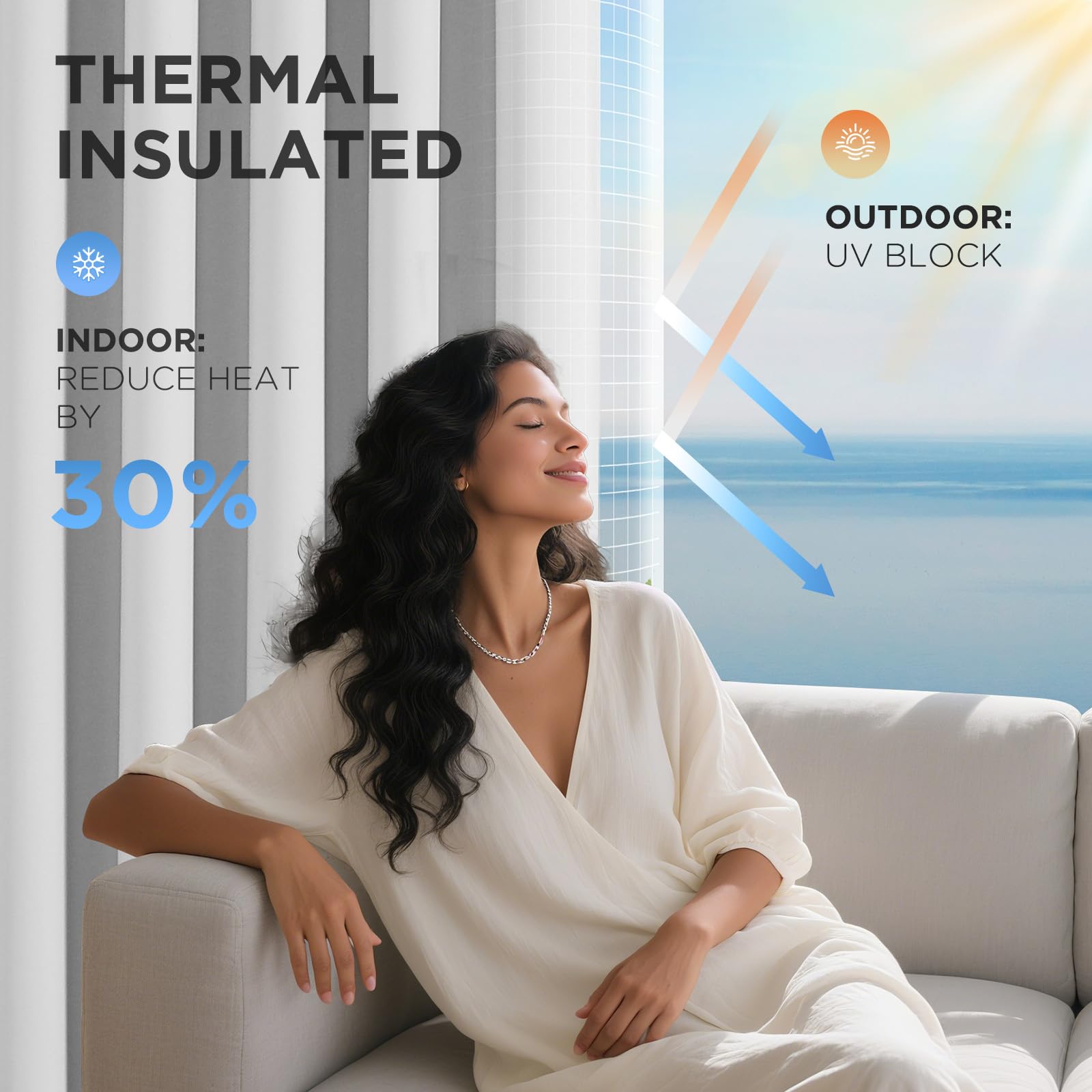 Joydeco thermal blackout with UV-blocking balances indoor light.