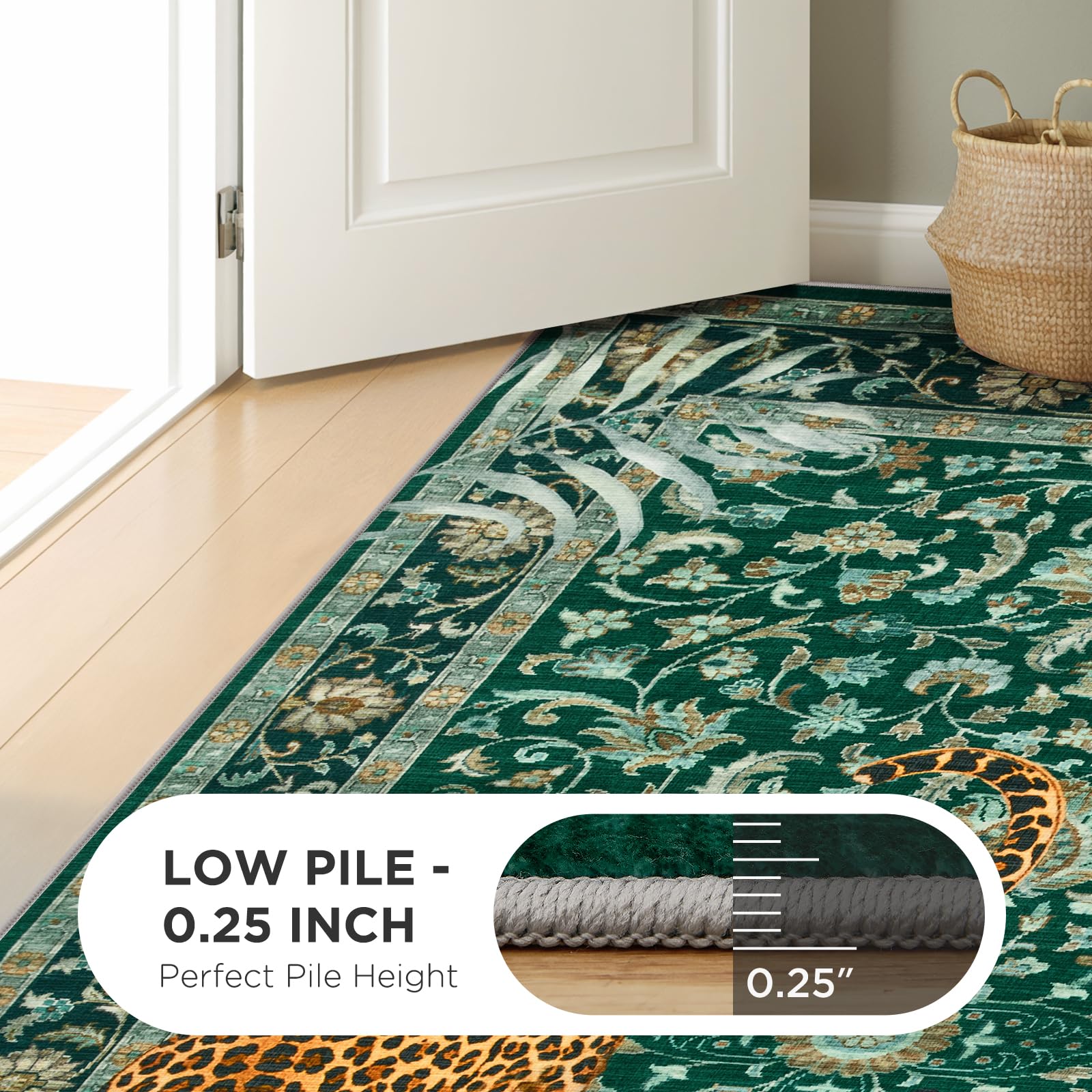 Joydeco tiger print 5x7 rug boho pattern — stylish focal point.