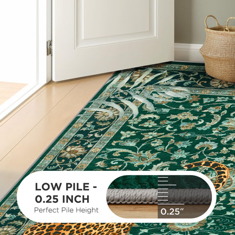 Joydeco tiger print 5x7 rug boho pattern — stylish focal point.
