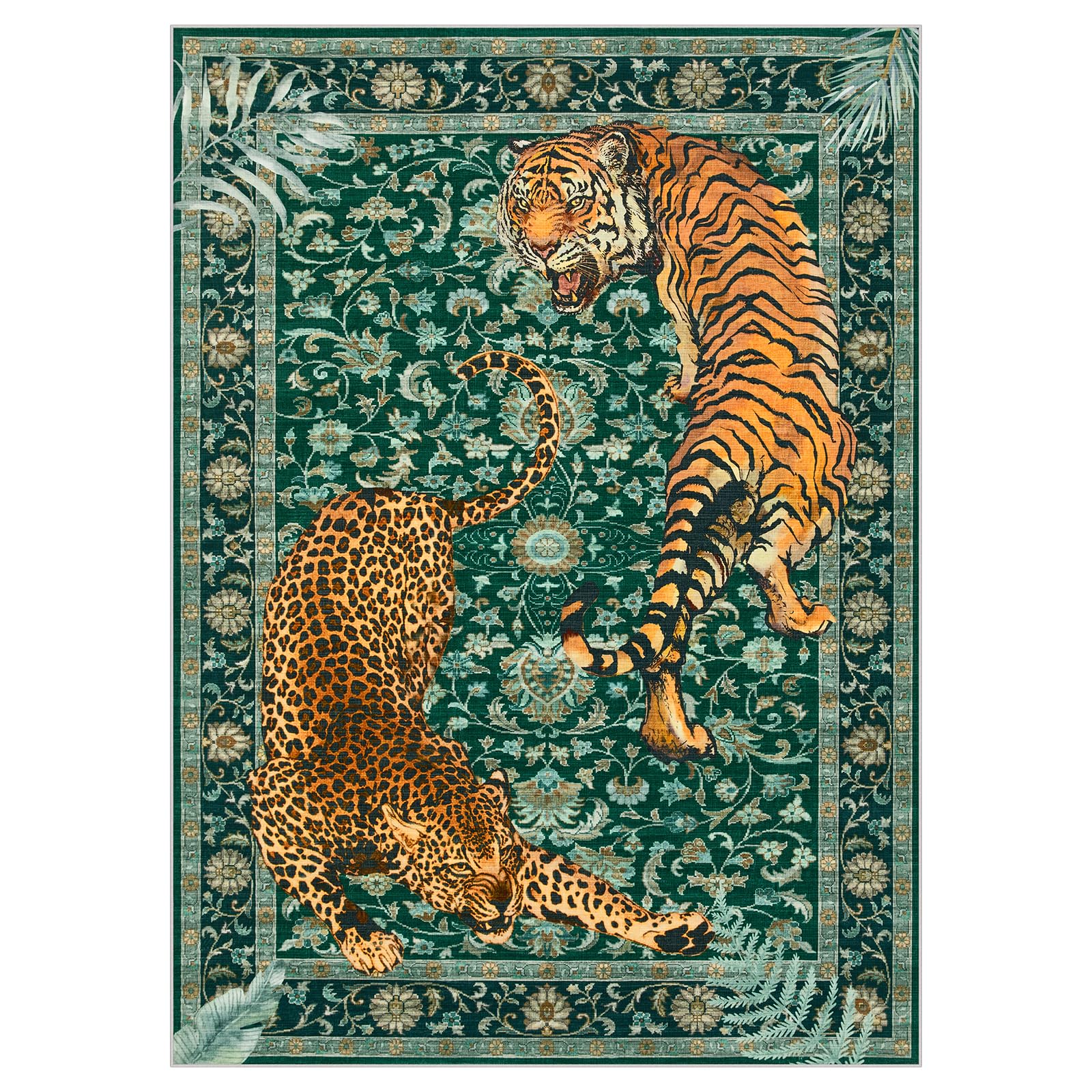 Joydeco tiger print 5x7 rug durable yet soft for busy homes.