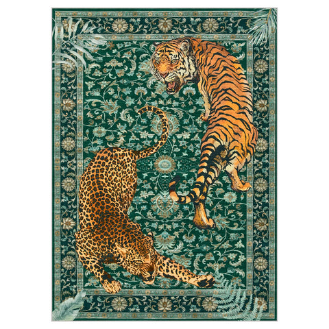 Joydeco tiger print 5x7 rug durable yet soft for busy homes.