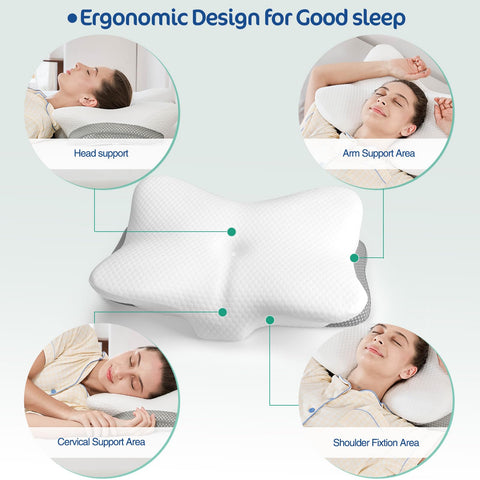 JOYENERGY memory foam contour demonstrates slow-rebound comfort and targeted neck relief