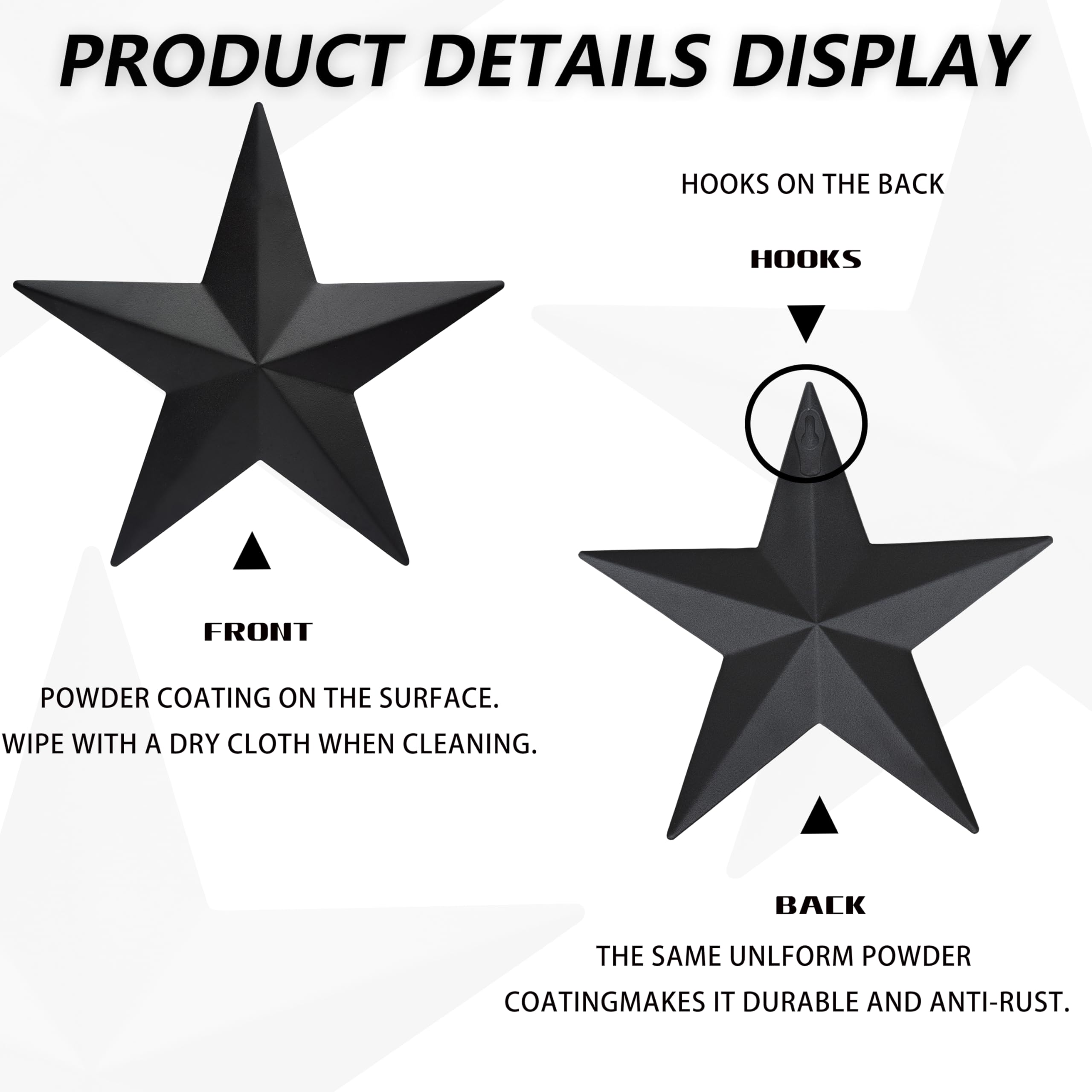 JoyEvy Black Barn Star outdoor display suitable for porches and patios.