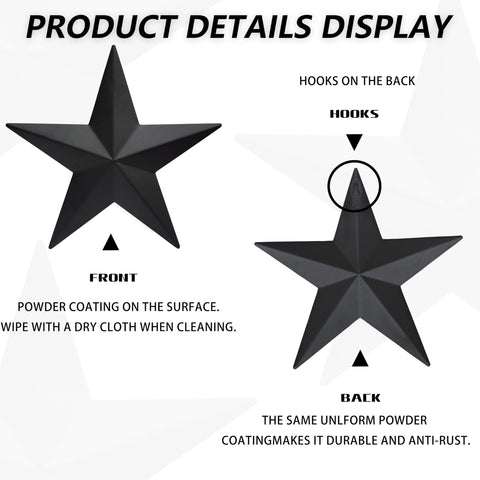 JoyEvy Black Barn Star outdoor display suitable for porches and patios.