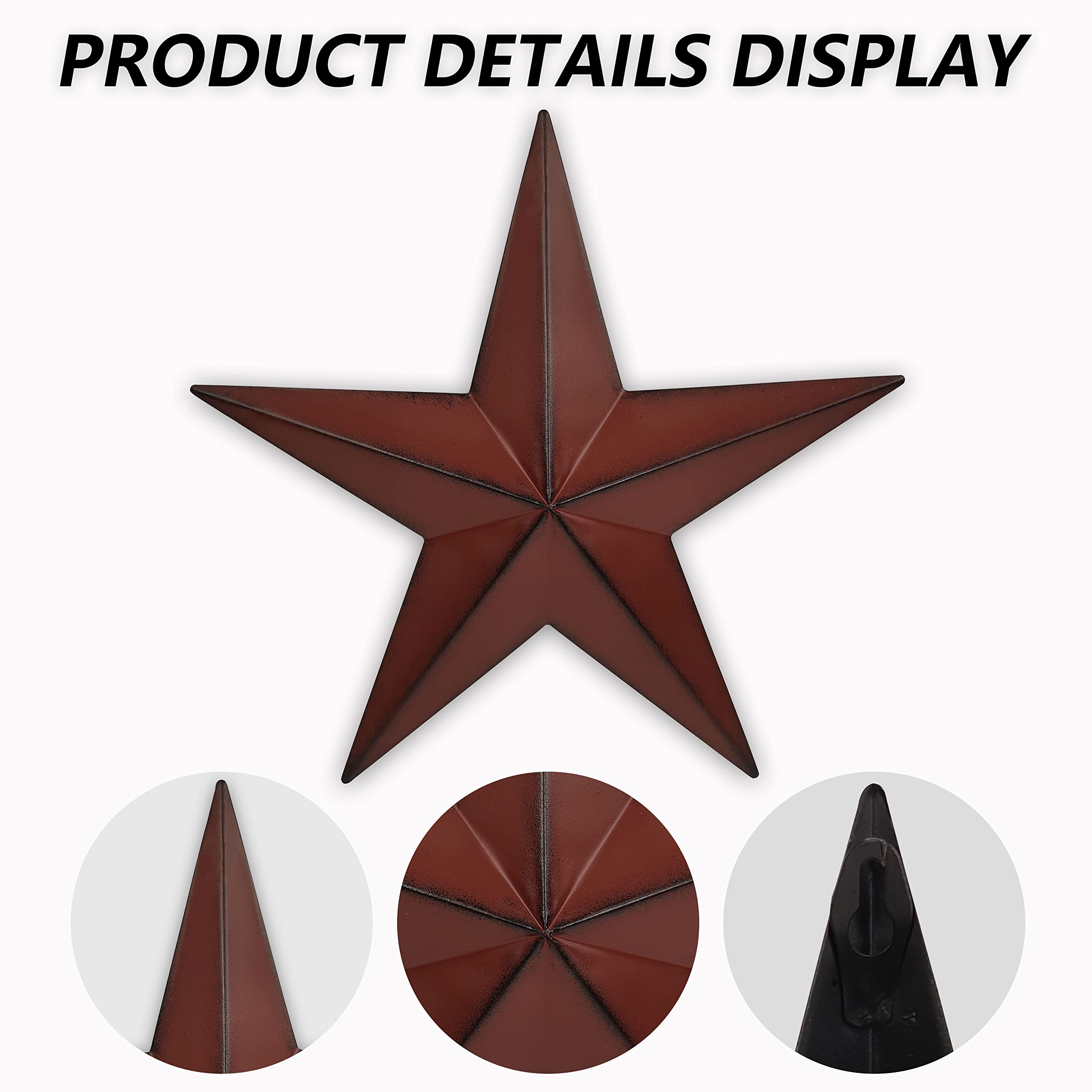 JoyEvy barn star set provides decorative charm for living spaces or porches.