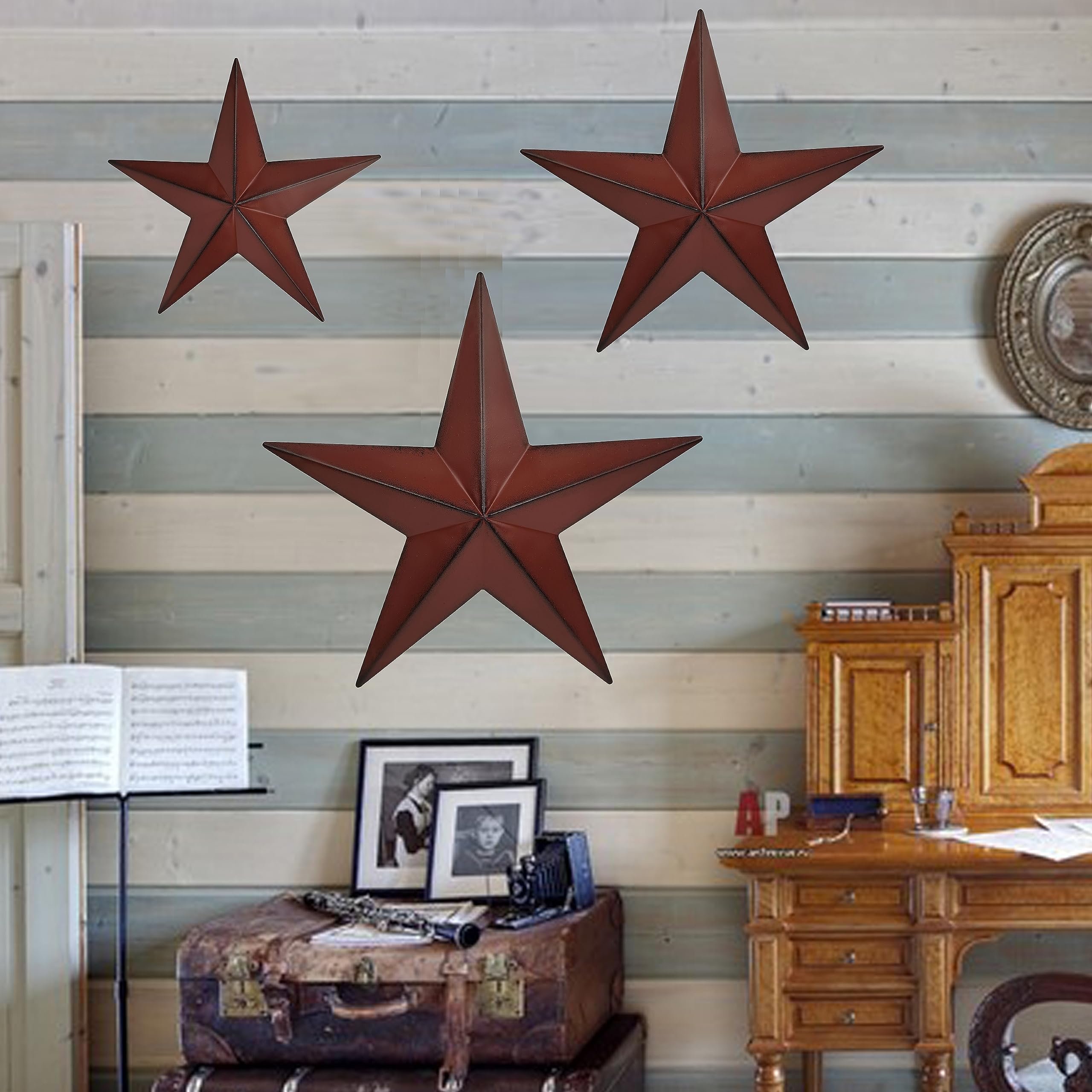 JoyEvy vintage iron finish adds timeless charm to farmhouse walls.