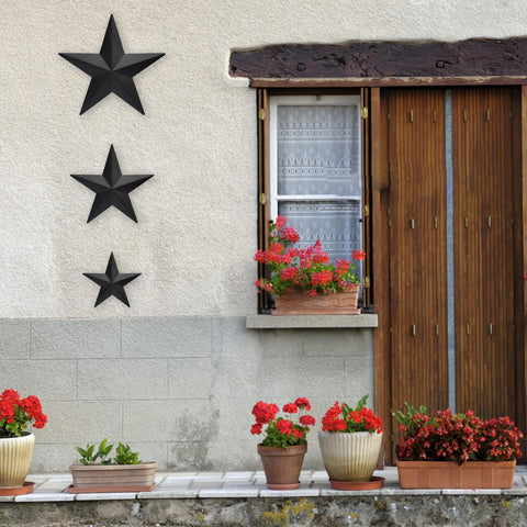 JoyEvy Black Barn Star wall cluster showcases versatile farmhouse decor options.