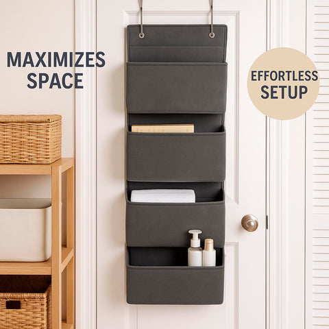 Joyful Moose four-bin set keeps items orderly in any room.