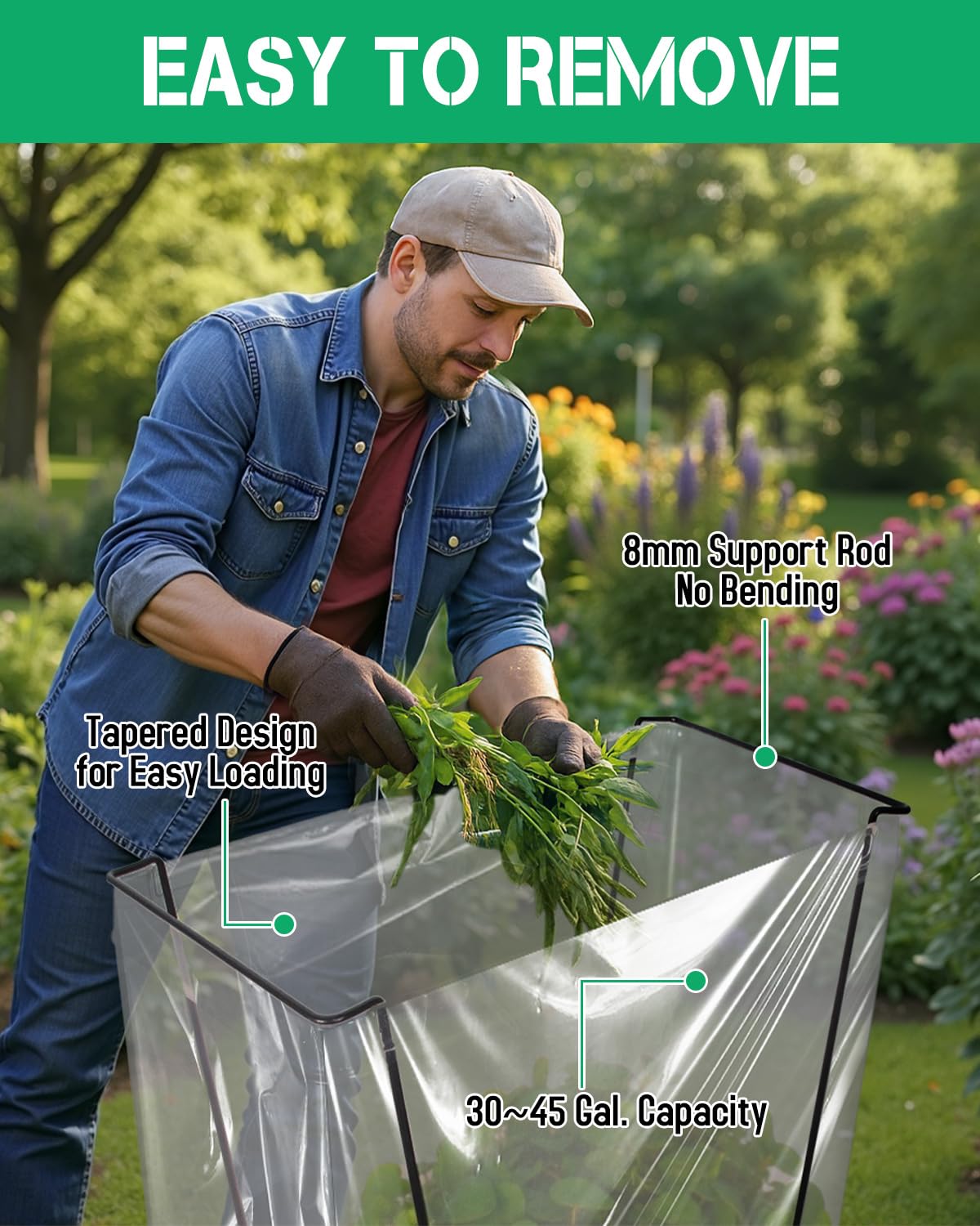 Joyhalo foldable trash bag holder folds flat for compact storage