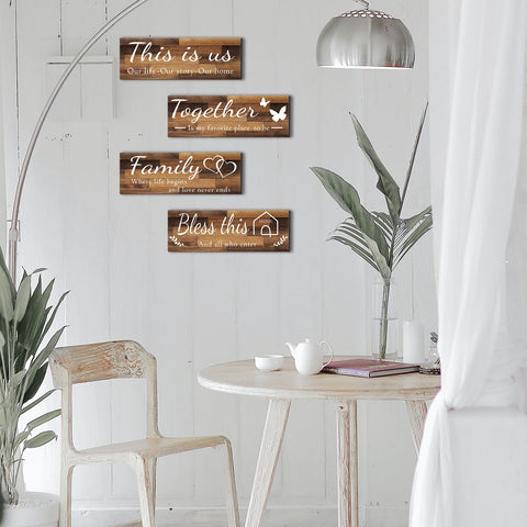 Joyhawk Farmhouse Wall Art wooden signs showcase natural texture and warmth.