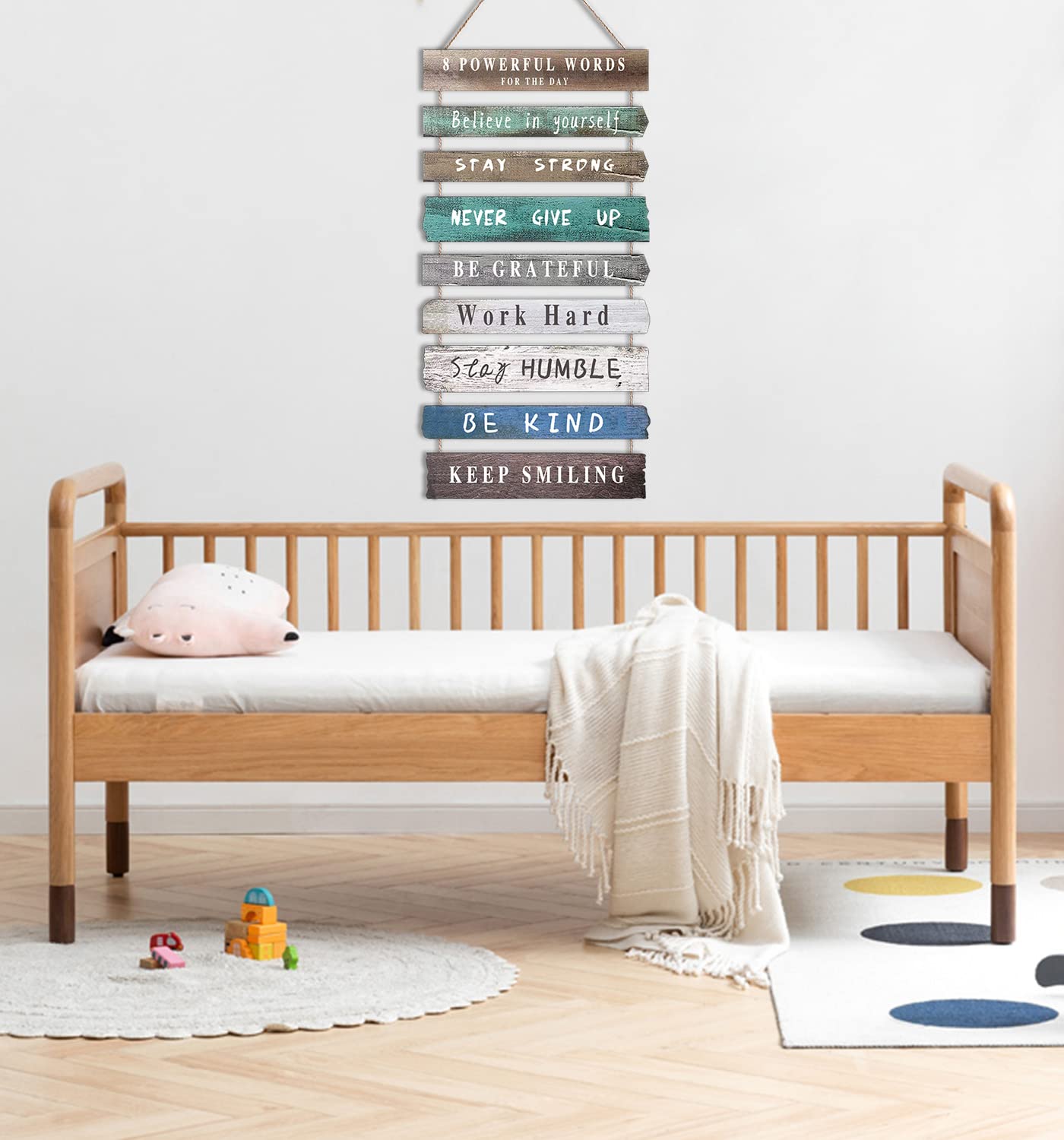 Joyhawk home office wall art featuring wooden signs for focused work vibe