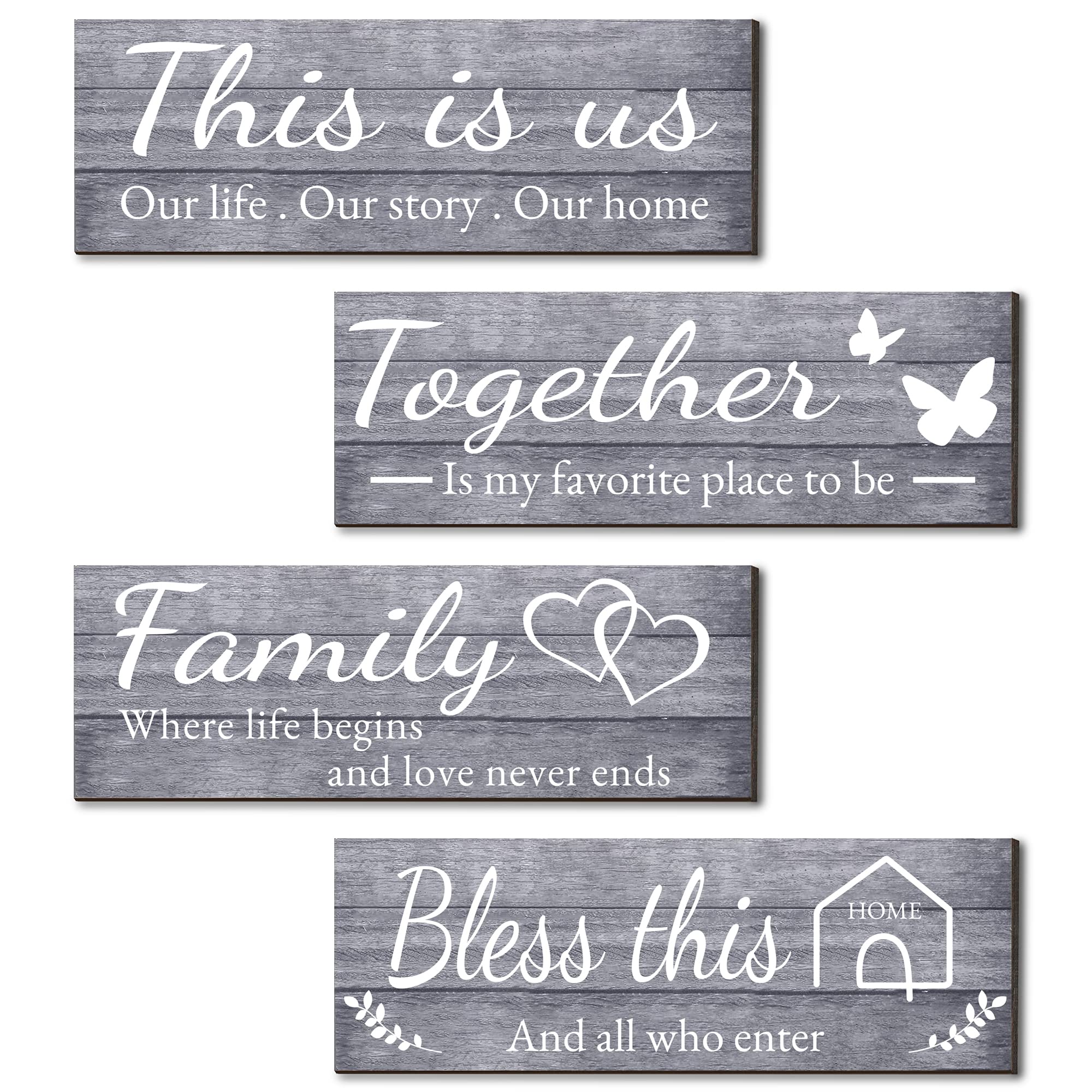 Joyhawk This Is Us sign wall decor in grey for cozy living room ambience.
