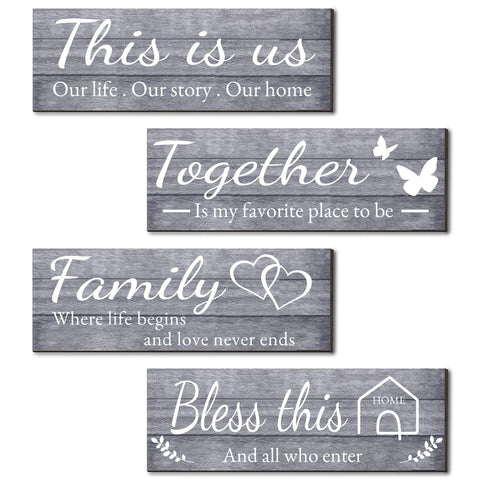 Joyhawk This Is Us sign wall decor in grey for cozy living room ambience.