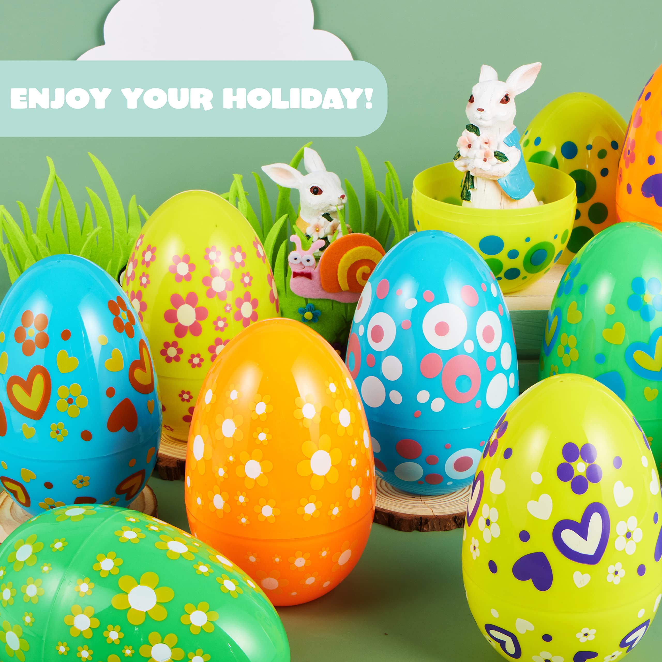 JOYIN 12pc jumbo Easter egg in blue solid color ideal for festive finds.