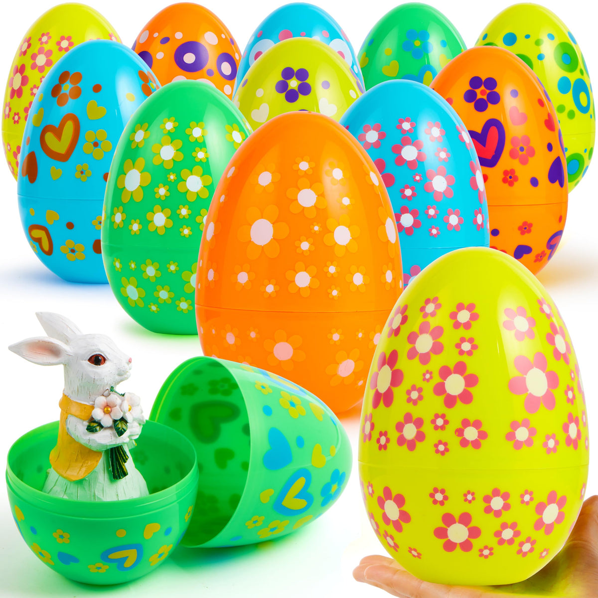 JOYIN 12pc jumbo Easter egg in orange solid color ideal for vibrant egg hunts.