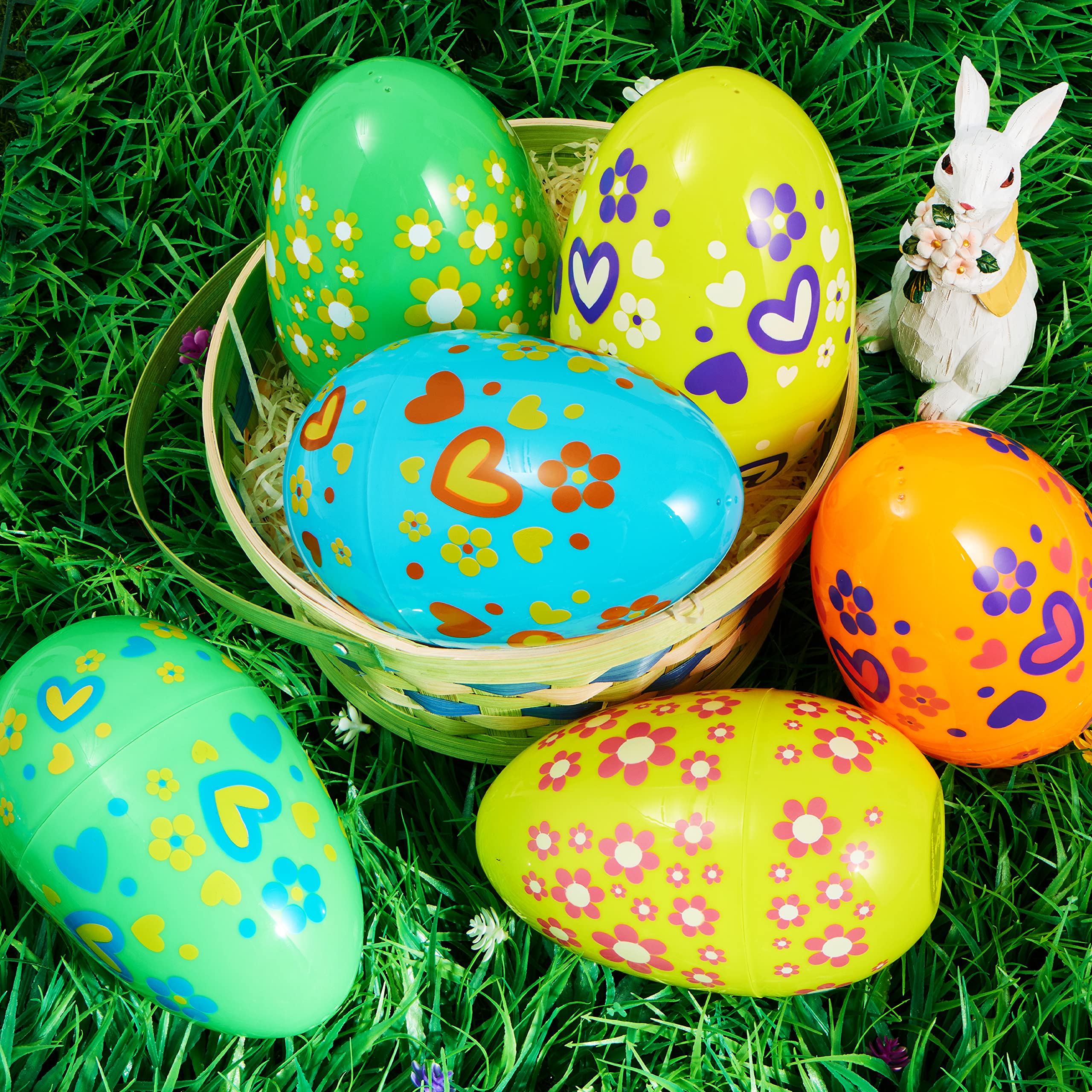 JOYIN jumbo Easter eggs with patterns and twist closure for easy filling.
