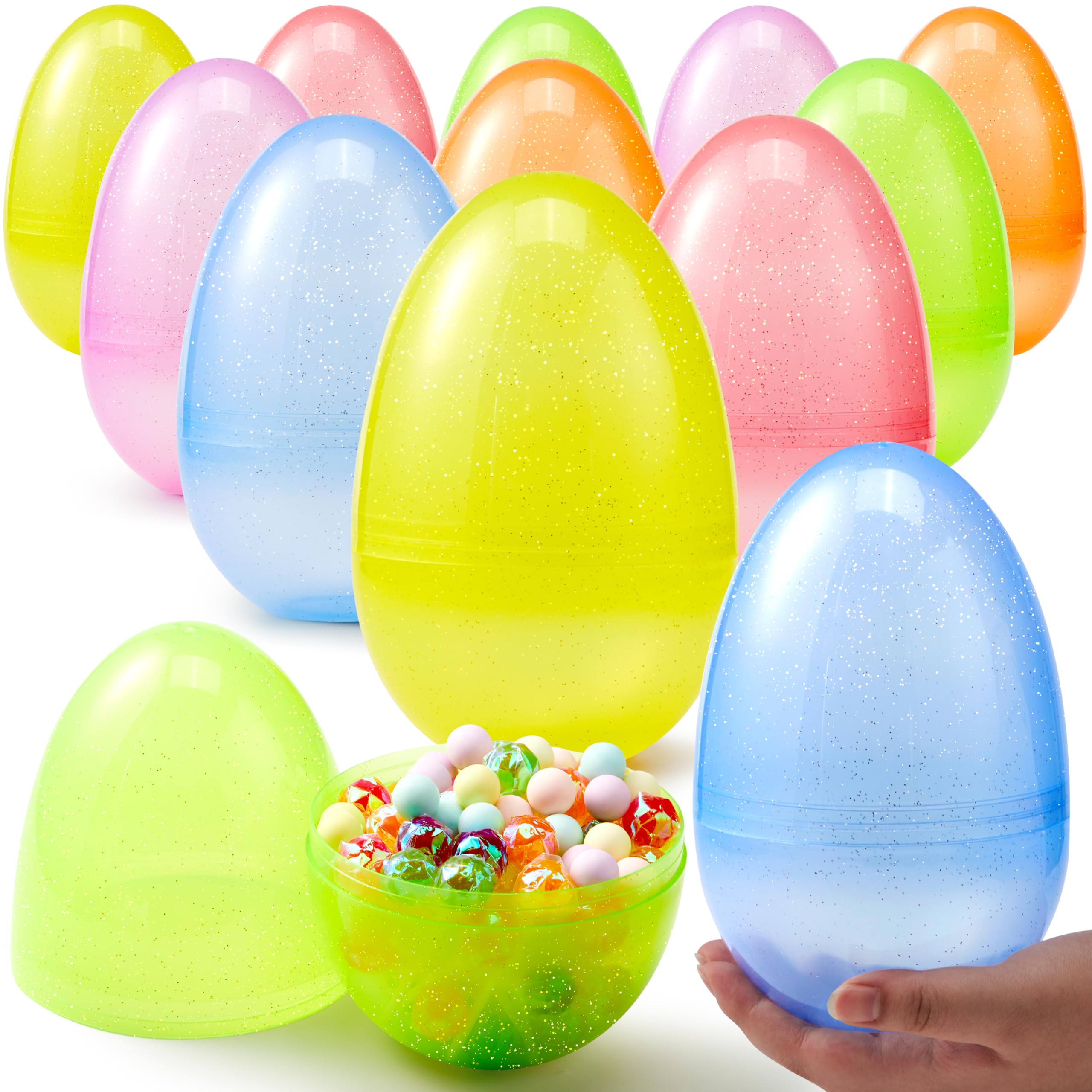 JOYIN jumbo Easter egg in clear glitter colors for vibrant hunts and decor