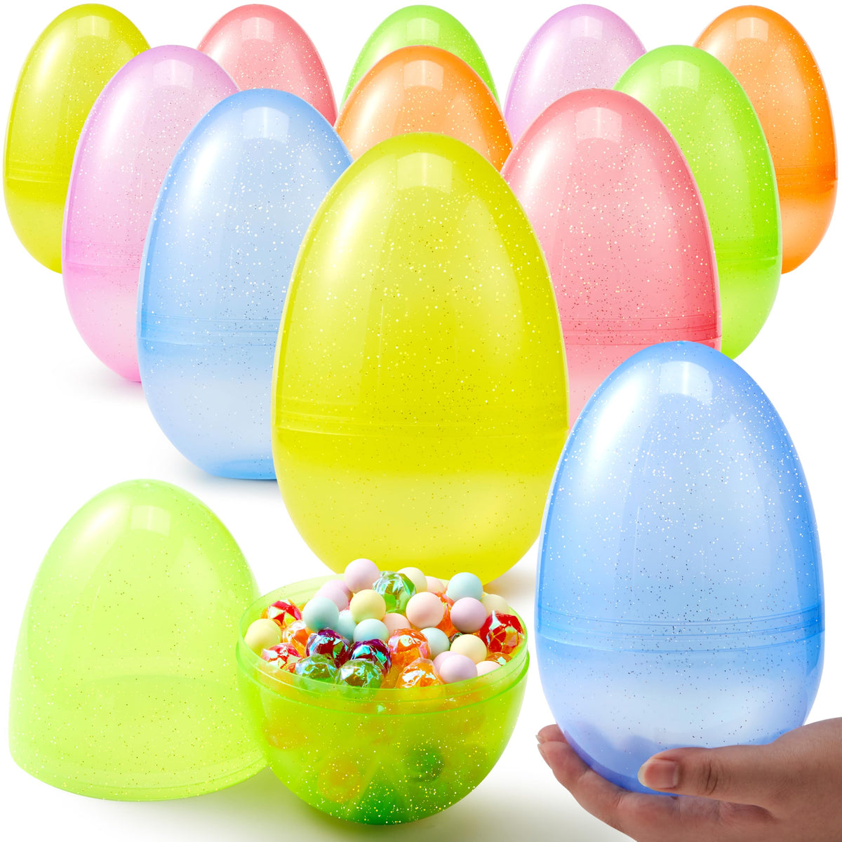JOYIN jumbo Easter egg in clear glitter colors for vibrant hunts and decor