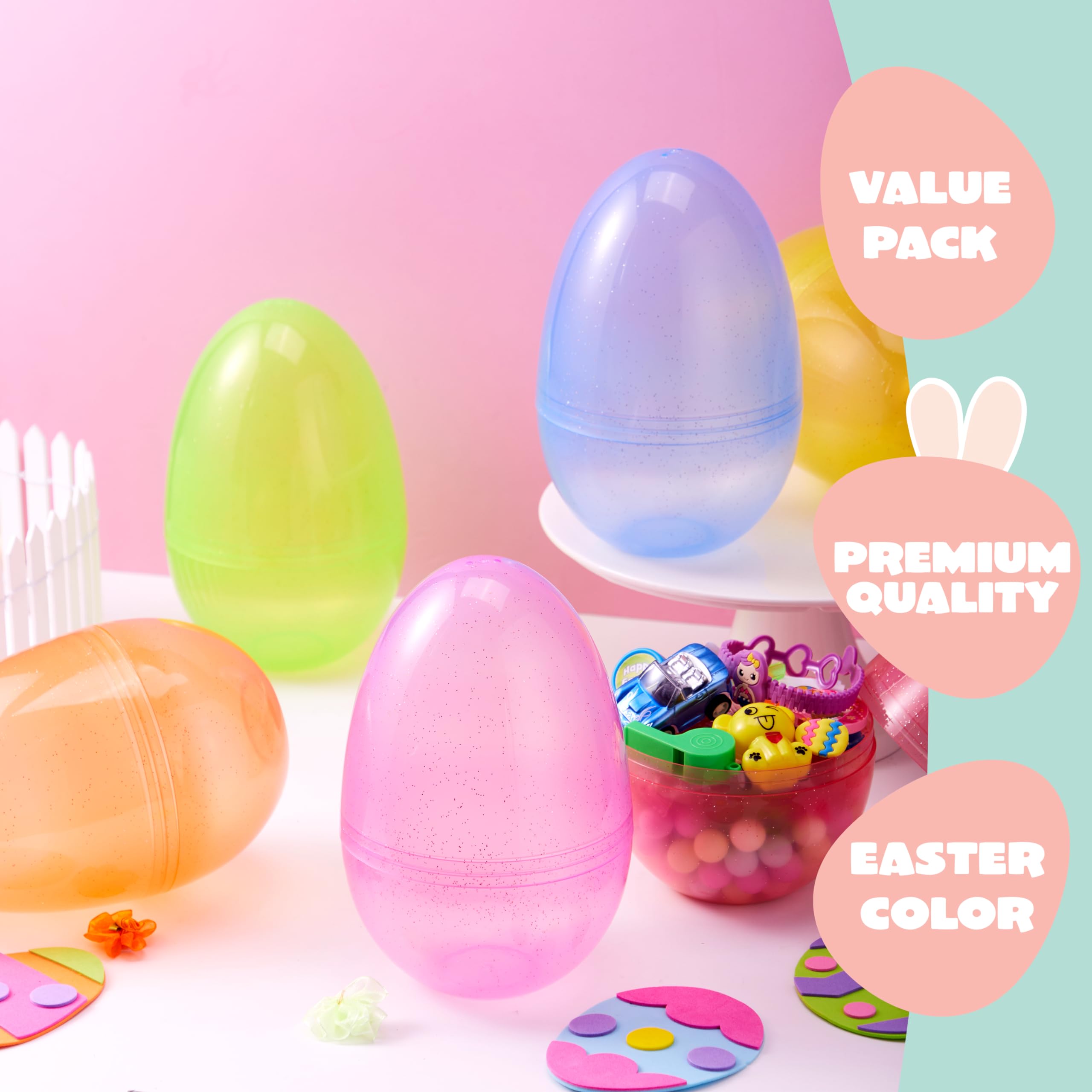 JOYIN six-color glitter eggs displayed for themed events and prizes
